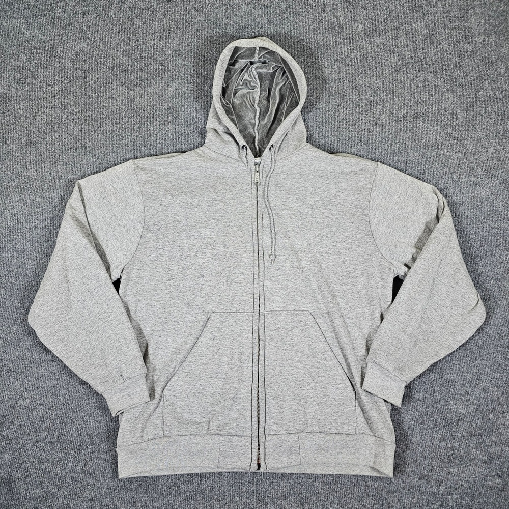Vintage 90s USA Muleskins Full Zip Hooded Sweatshirt Gray Men's Size XL YKK Zip